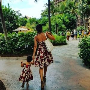 Mom & Daughter Hawaiian Floral Red Dress